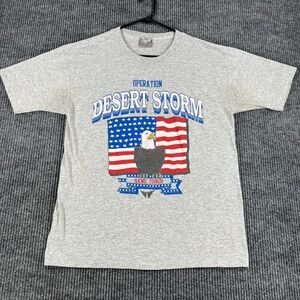 Vintage Operation Desert Storm Shirt Mens XL Gray Short Sleeve USA Made Skimmers
